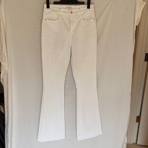 FRAME Le High Flare White Jeans Size 28 Stretch High Rise Denim